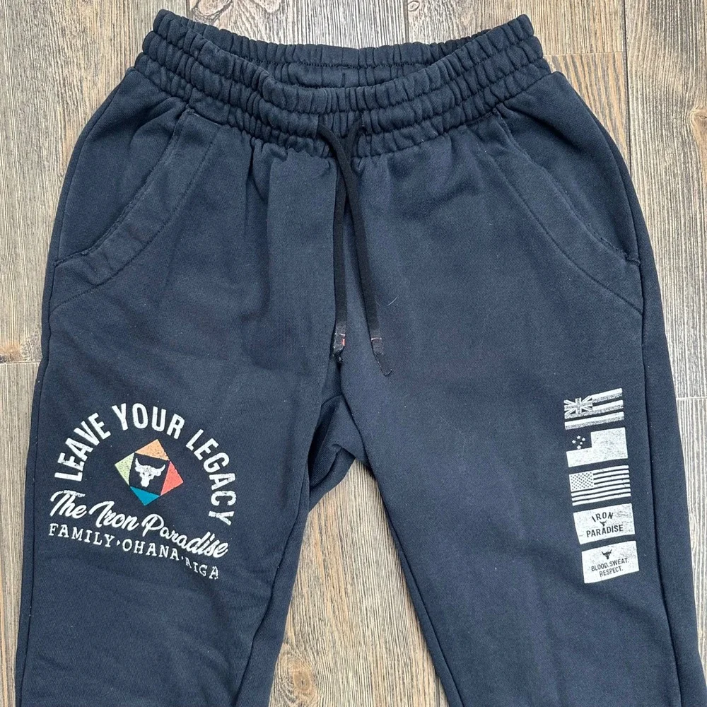 Under Armour Project Rock Iron Paradise Terry Joggers Black 1377440 Mens Small